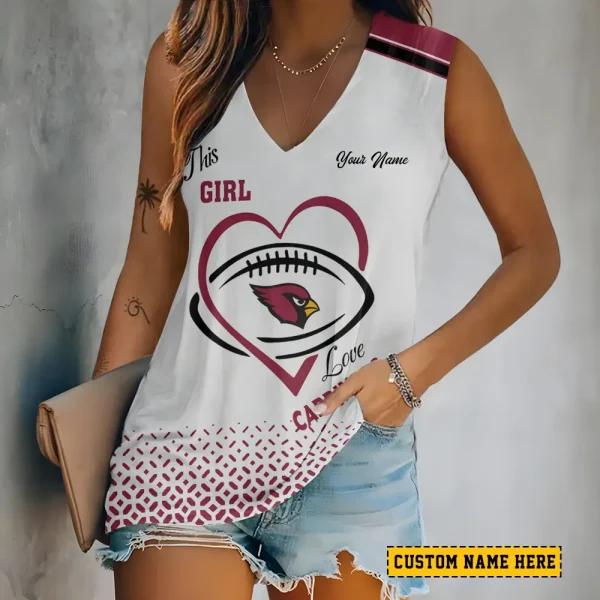 Arizona Cardinals Summer Casual Women's Tank Vest Sleeveless SPTVNECKWVTS484