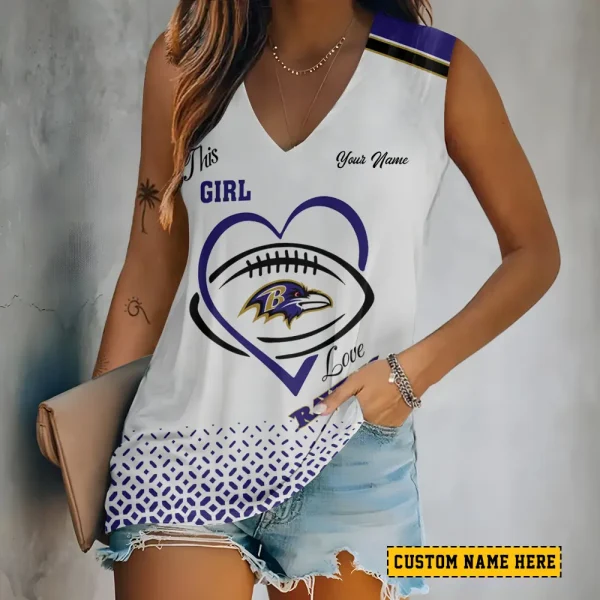 Baltimore Ravens Summer Casual Women's Tank Vest Sleeveless SPTVNECKWVTS486