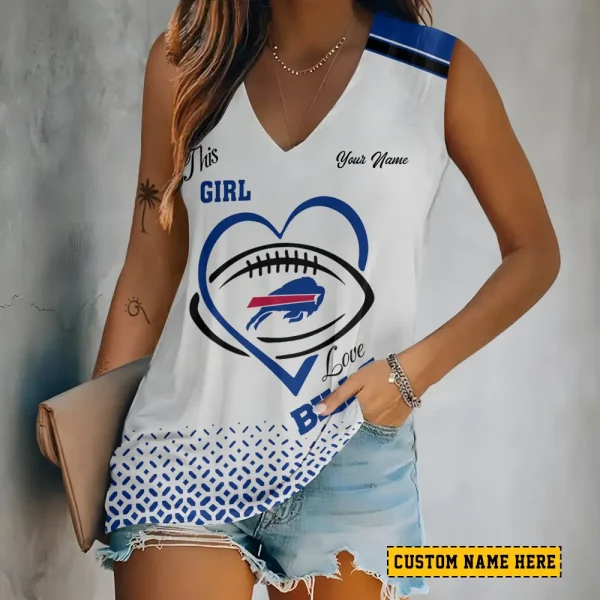 Buffalo Bills Summer Casual Women's Tank Vest Sleeveless SPTVNECKWVTS487
