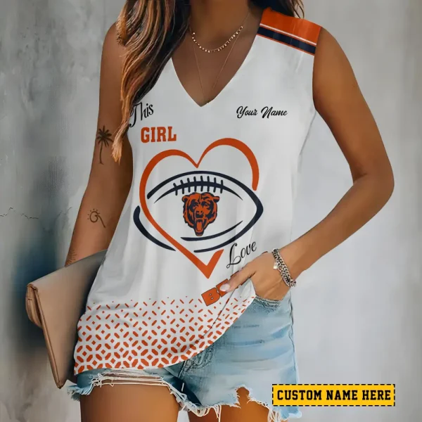 Chicago Bears Summer Casual Women's Tank Vest Sleeveless SPTVNECKWVTS489