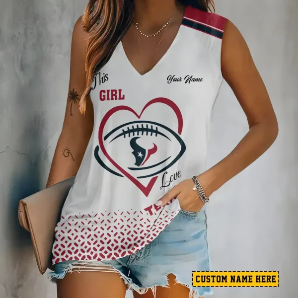 Houston Texans Summer Casual Women's Tank Vest Sleeveless SPTVNECKWVTS496