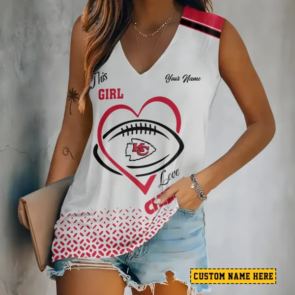 Kansas City Chiefs Summer Casual Women's Tank Vest Sleeveless SPTVNECKWVTS499