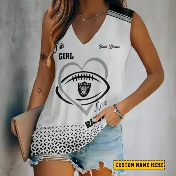 Las Vegas Raiders Summer Casual Women's Tank Vest Sleeveless SPTVNECKWVTS500