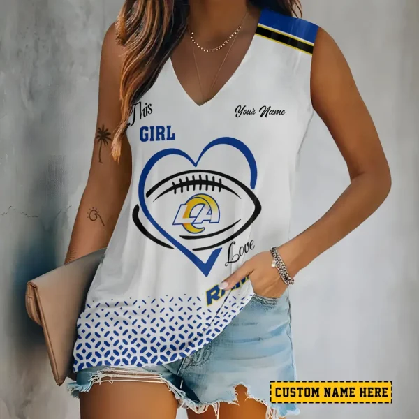 Los Angeles Rams Summer Casual Women's Tank Vest Sleeveless SPTVNECKWVTS502