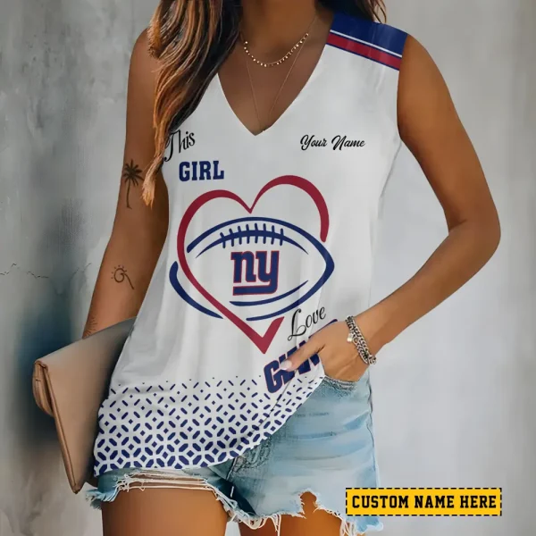 New York Giants Summer Casual Women's Tank Vest Sleeveless SPTVNECKWVTS507