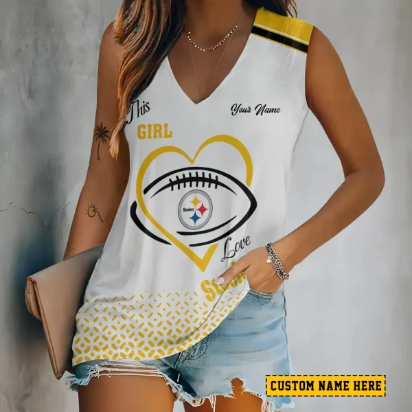 Pittsburgh Steelers Summer Casual Women's Tank Vest Sleeveless SPTVNECKWVTS510