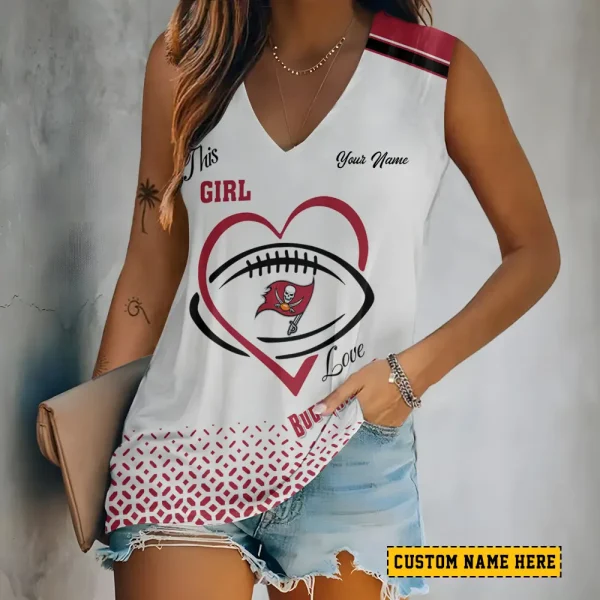 Tampa Bay Buccaneers Summer Casual Women's Tank Vest Sleeveless SPTVNECKWVTS513