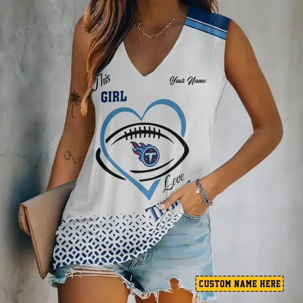 Tennessee Titans Summer Casual Women's Tank Vest Sleeveless SPTVNECKWVTS514