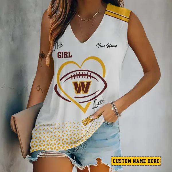 Washington Commanders Summer Casual Women's Tank Vest Sleeveless SPTVNECKWVTS515