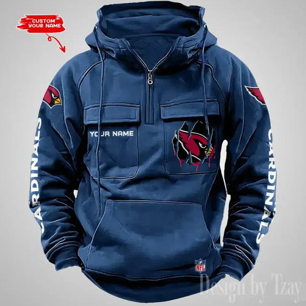 Arizona Cardinals Designer Hoodies For Men Casual Fashion Solid Multi-Pocket Zipper Long Slevee AZVMHD862 - Image 2