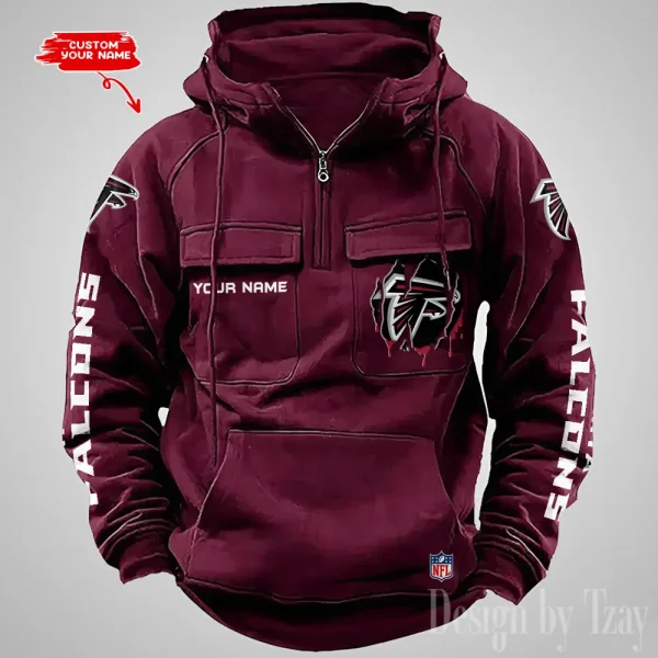 Atlanta Falcons Designer Hoodies For Men Casual Fashion Solid Multi-Pocket Zipper Long Slevee AZVMHD863