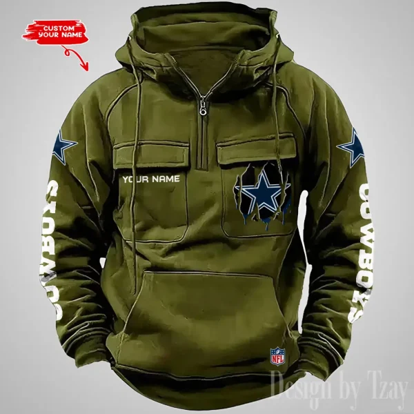 Dallas Cowboys Designer Hoodies For Men Casual Fashion Solid Multi-Pocket Zipper Long Slevee AZVMHD870