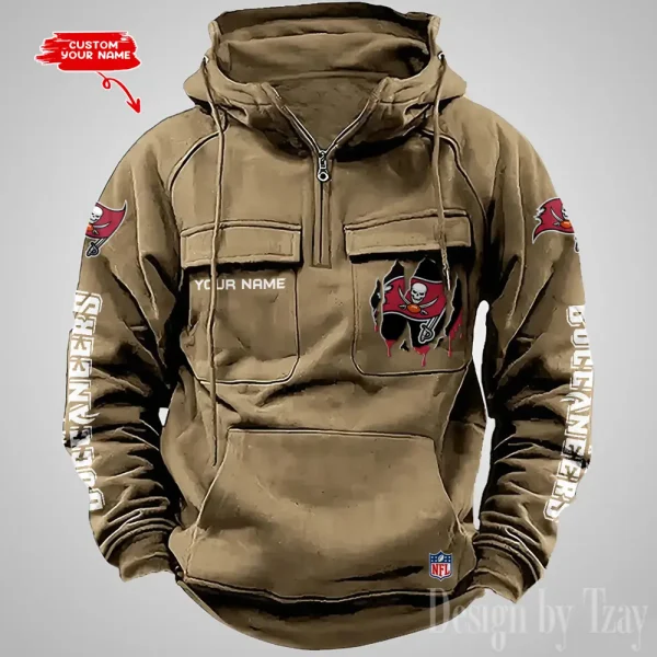 Tampa Bay Buccaneers Designer Hoodies For Men Casual Fashion Solid Multi-Pocket Zipper Long Slevee AZVMHD871