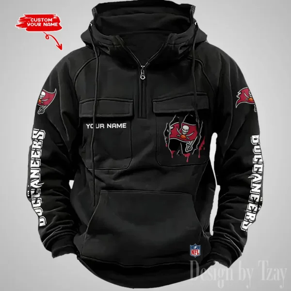 Tampa Bay Buccaneers Designer Hoodies For Men Casual Fashion Solid Multi-Pocket Zipper Long Slevee AZVMHD871 - Image 3