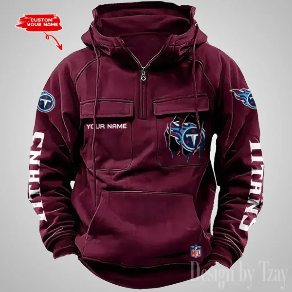 Tennessee Titans Designer Hoodies For Men Casual Fashion Solid Multi-Pocket Zipper Long Slevee AZVMHD873 - Image 4