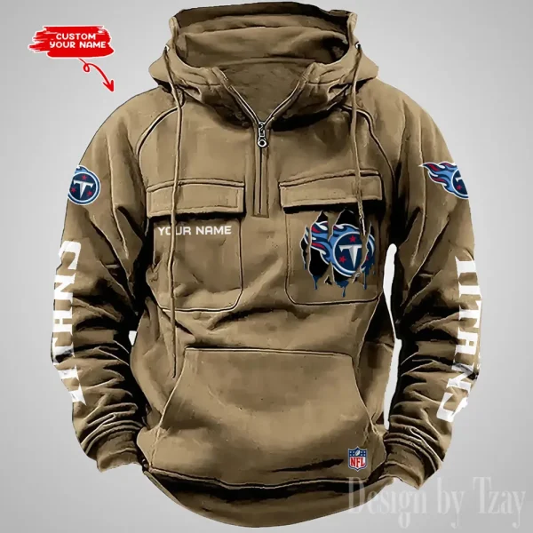 Tennessee Titans Designer Hoodies For Men Casual Fashion Solid Multi-Pocket Zipper Long Slevee AZVMHD873 - Image 5