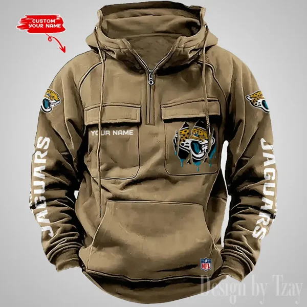 Jacksonville Jaguars Designer Hoodies For Men Casual Fashion Solid Multi-Pocket Zipper Long Slevee AZVMHD878