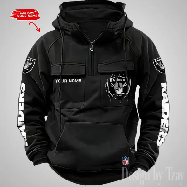 Las Vegas Raiders Designer Hoodies For Men Casual Fashion Solid Multi-Pocket Zipper Long Slevee AZVMHD880 - Image 2