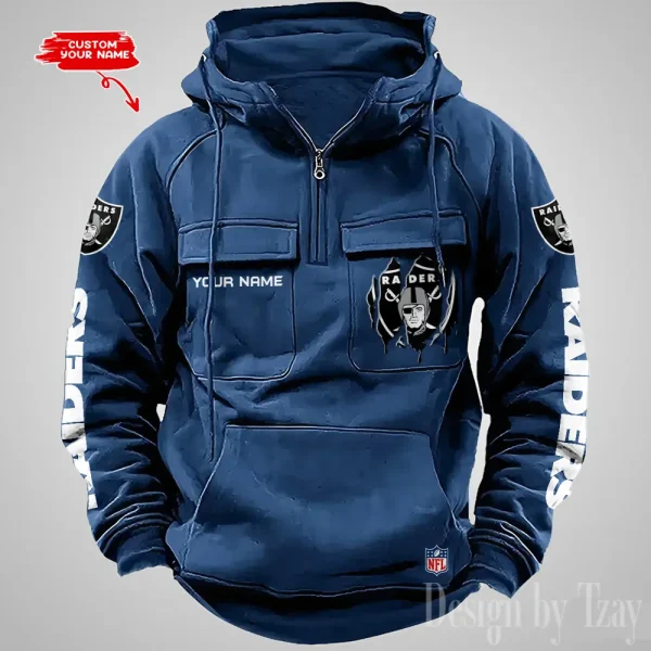 Las Vegas Raiders Designer Hoodies For Men Casual Fashion Solid Multi-Pocket Zipper Long Slevee AZVMHD880 - Image 3