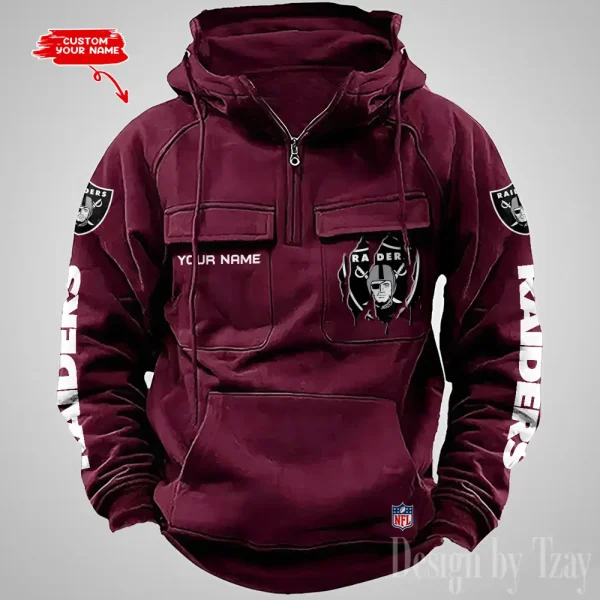 Las Vegas Raiders Designer Hoodies For Men Casual Fashion Solid Multi-Pocket Zipper Long Slevee AZVMHD880 - Image 4