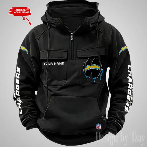 Los Angeles Chargers Designer Hoodies For Men Casual Fashion Solid Multi-Pocket Zipper Long Slevee AZVMHD881