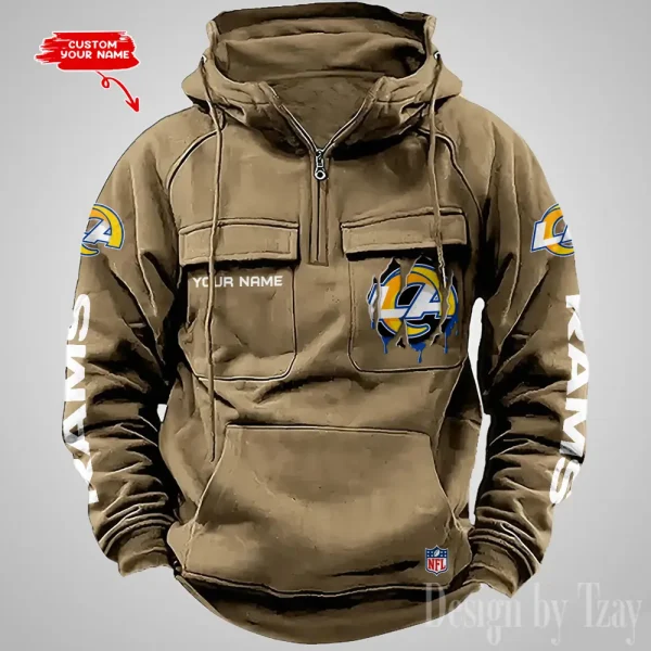 Los Angeles Rams Designer Hoodies For Men Casual Fashion Solid Multi-Pocket Zipper Long Slevee AZVMHD882