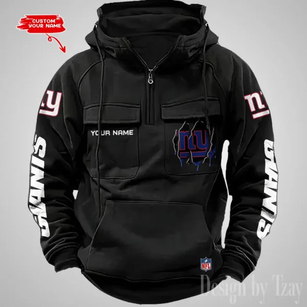 New York Giants Designer Hoodies For Men Casual Fashion Solid Multi-Pocket Zipper Long Slevee AZVMHD887
