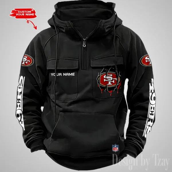 San Francisco 49ers Designer Hoodies For Men Casual Fashion Solid Multi-Pocket Zipper Long Slevee AZVMHD891
