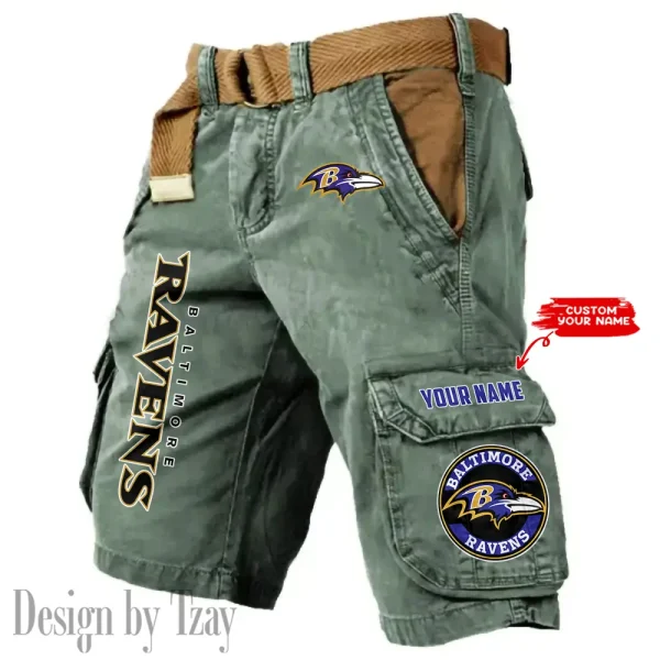 Baltimore Ravens Pocket Print Cargo Shorts (Belt Not Included) trending 2025 S9MCS401 - Image 5