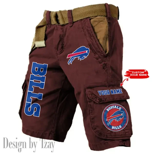 Buffalo Bills Pocket Print Cargo Shorts (Belt Not Included) trending 2025 S9MCS402 - Image 2