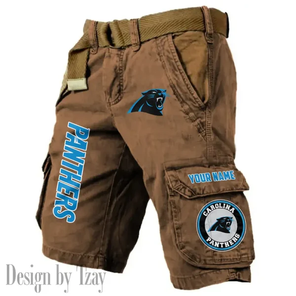 Carolina Panthers Pocket Print Cargo Shorts (Belt Not Included) trending 2025 S9MCS403 - Image 2