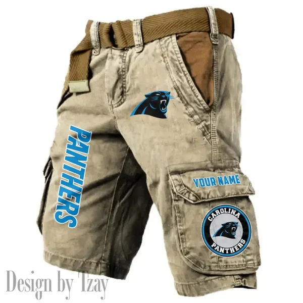 Carolina Panthers Pocket Print Cargo Shorts (Belt Not Included) trending 2025 S9MCS403 - Image 3