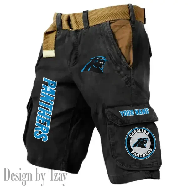 Carolina Panthers Pocket Print Cargo Shorts (Belt Not Included) trending 2025 S9MCS403 - Image 4