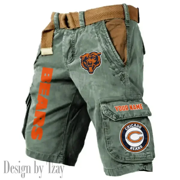 Chicago Bears Pocket Print Cargo Shorts (Belt Not Included) trending 2025 S9MCS404