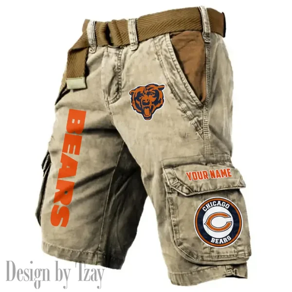 Chicago Bears Pocket Print Cargo Shorts (Belt Not Included) trending 2025 S9MCS404 - Image 2