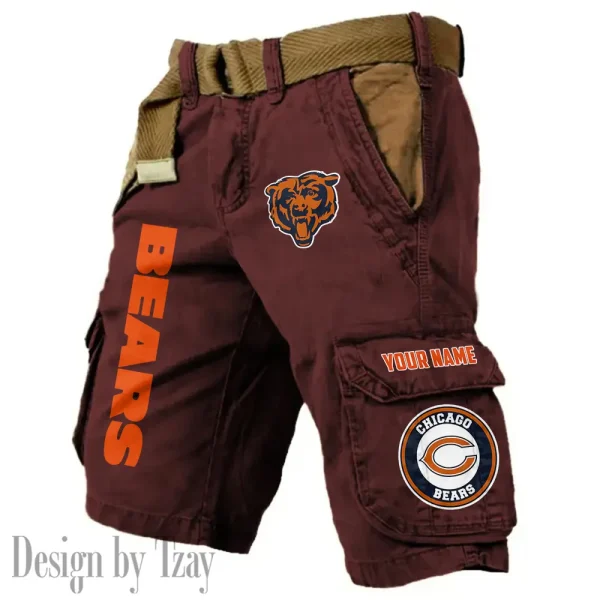 Chicago Bears Pocket Print Cargo Shorts (Belt Not Included) trending 2025 S9MCS404 - Image 3