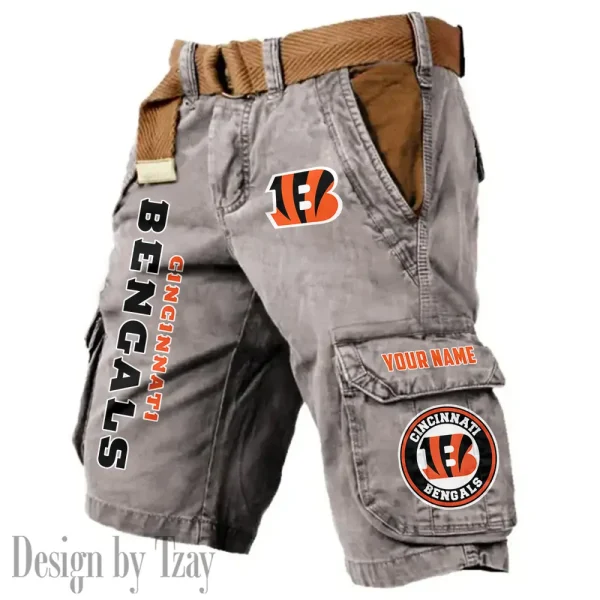 Cincinnati Bengals Pocket Print Cargo Shorts (Belt Not Included) trending 2025 S9MCS405 - Image 2