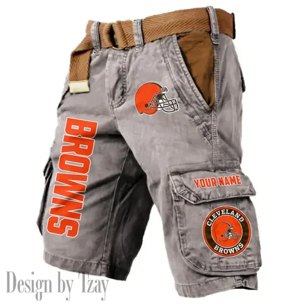 Cleveland Browns Pocket Print Cargo Shorts (Belt Not Included) trending 2025 S9MCS406 - Image 2