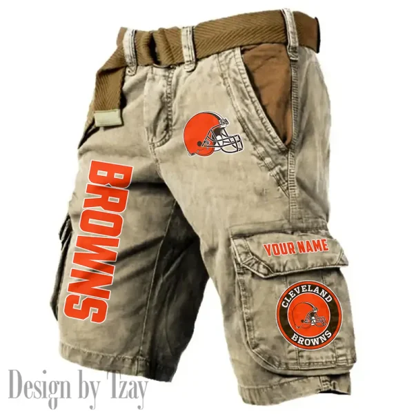Cleveland Browns Pocket Print Cargo Shorts (Belt Not Included) trending 2025 S9MCS406 - Image 5