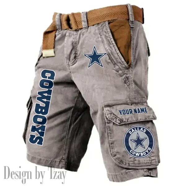 Dallas Cowboys Pocket Print Cargo Shorts (Belt Not Included) trending 2025 S9MCS407