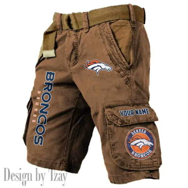 Denver Broncos Pocket Print Cargo Shorts (Belt Not Included) trending 2025 S9MCS408