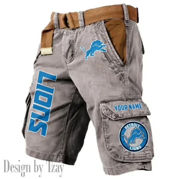 Detroit Lions Pocket Print Cargo Shorts (Belt Not Included) trending 2025 S9MCS409 - Image 2