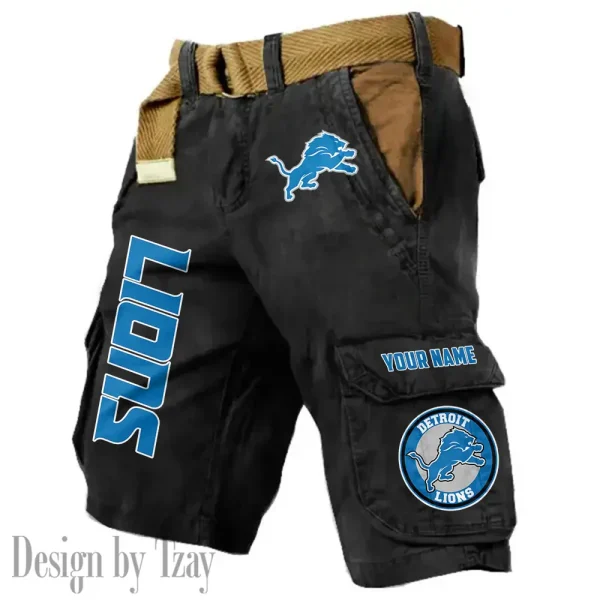 Detroit Lions Pocket Print Cargo Shorts (Belt Not Included) trending 2025 S9MCS409 - Image 3