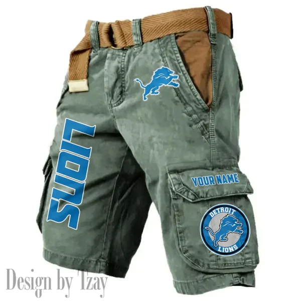 Detroit Lions Pocket Print Cargo Shorts (Belt Not Included) trending 2025 S9MCS409 - Image 4