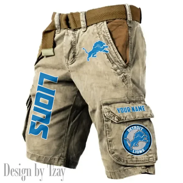 Detroit Lions Pocket Print Cargo Shorts (Belt Not Included) trending 2025 S9MCS409 - Image 5