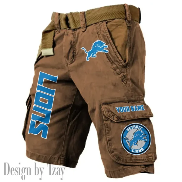 Detroit Lions Pocket Print Cargo Shorts (Belt Not Included) trending 2025 S9MCS409 - Image 6