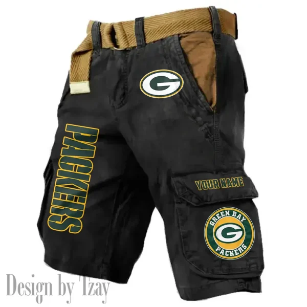 Green Bay Packers Pocket Print Cargo Shorts (Belt Not Included) trending 2025 S9MCS410 - Image 4