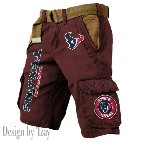 Houston Texans Pocket Print Cargo Shorts (Belt Not Included) trending 2025 S9MCS411 - Image 2