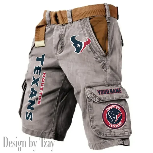 Houston Texans Pocket Print Cargo Shorts (Belt Not Included) trending 2025 S9MCS411 - Image 3