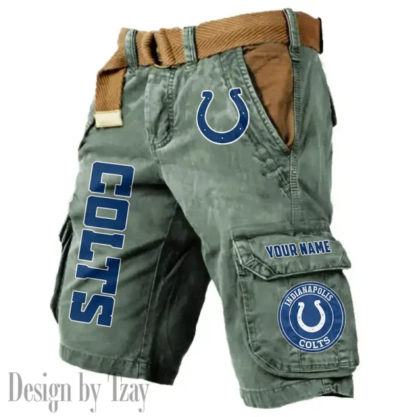 Indianapolis Colts Pocket Print Cargo Shorts (Belt Not Included) trending 2025 S9MCS412